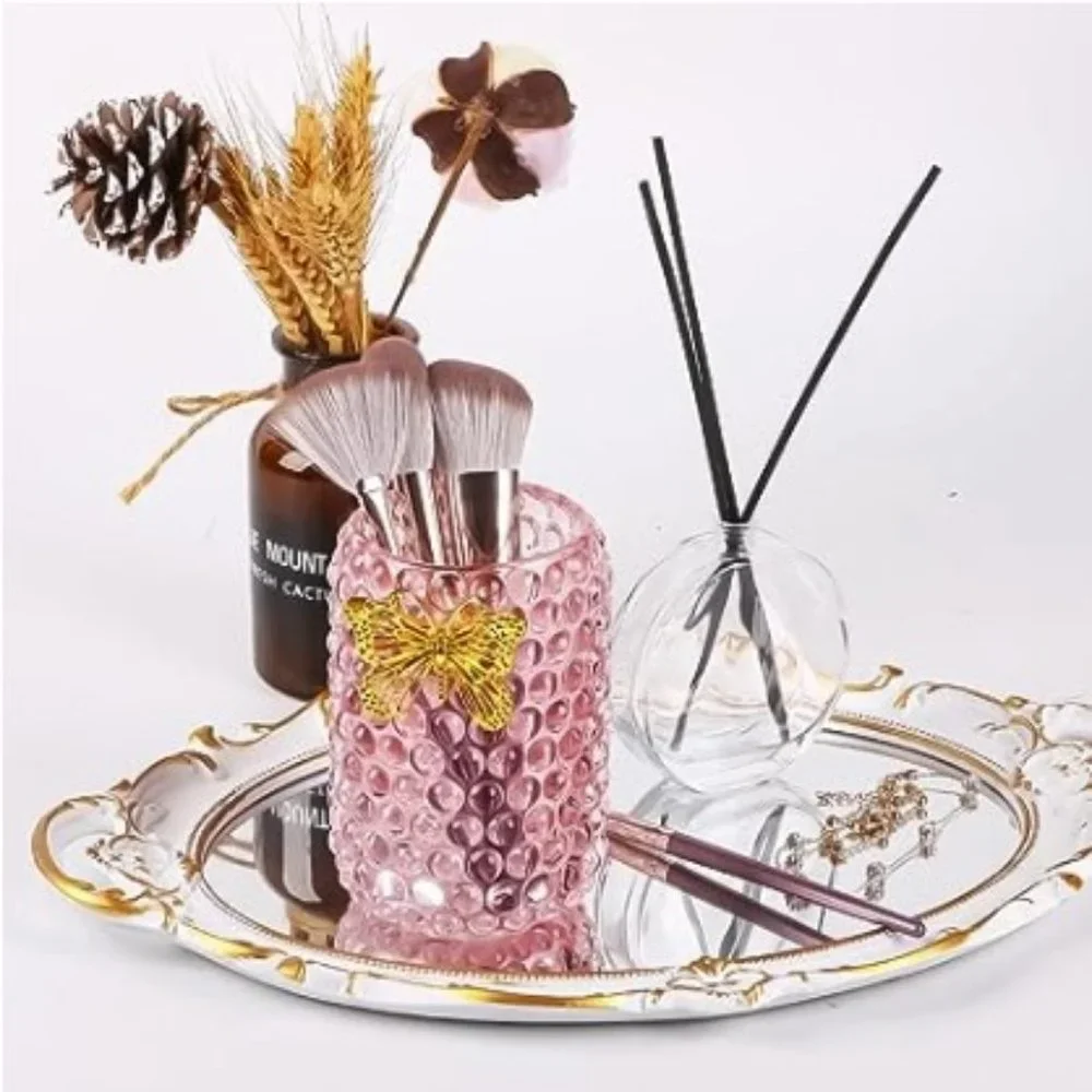 Glass Makeup Brush Holder - Cosmetic Brush Organizer - Office Pen/Pencil Holder